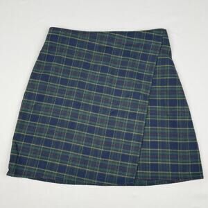 Hollister Plaid Wrap Mini Skirt Green Preppy Tartan Side Zip Women’s XS NWT